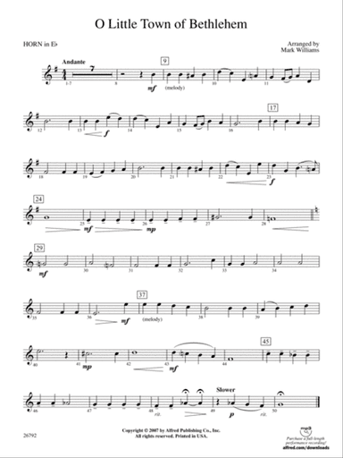 O Little Town of Bethlehem: (wp) 1st Horn in E-flat