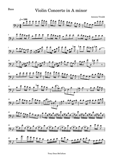 Vivaldi Concerto In A minor for Double Bass or Bass Guitar