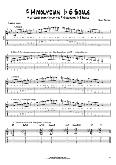 F Mixolydian b6 Scale (4 Ways to Play)