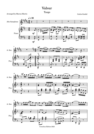 Volver for Alto Sax and Piano