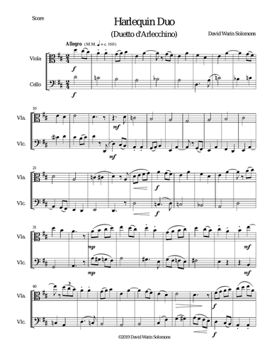 Harlequin Duo (Duetto d'Arlecchino) for viola and cello