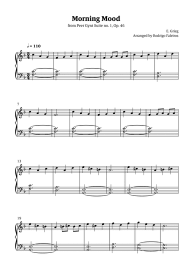 Morning Mood (easy piano - intermediate level 2)