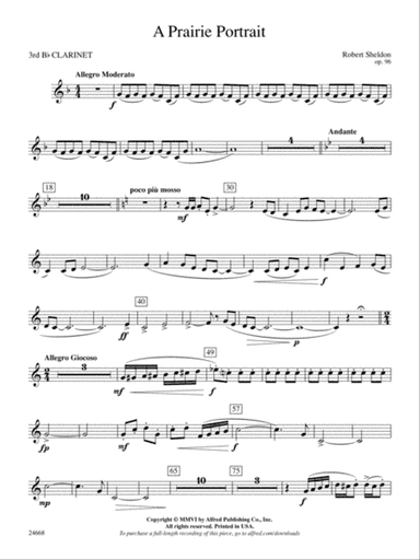 A Prairie Portrait: 3rd B-flat Clarinet