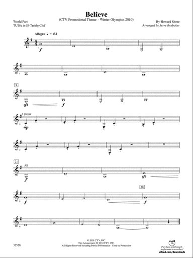 Believe (Winter Olympics 2010): (wp) E-flat Tuba T.C.