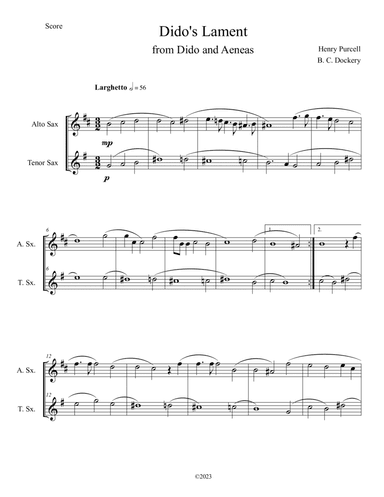 Dido's Lament (Alto and Tenor Sax Duet)