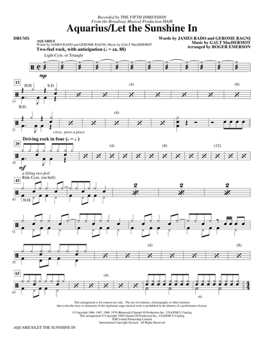 Aquarius / Let the Sunshine In (from the musical Hair) (arr. Roger Emerson) - Drums
