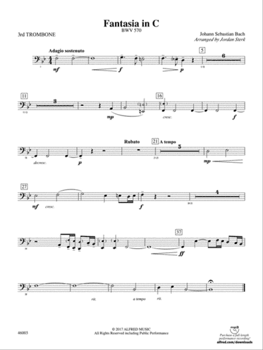 Fantasia in C: 3rd Trombone