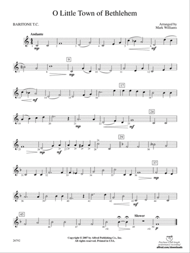O Little Town of Bethlehem: Baritone T.C.