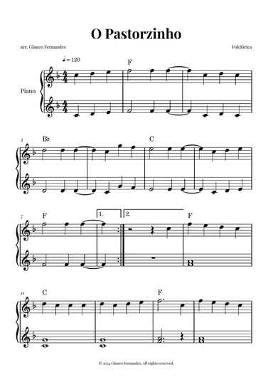 O Pastorzinho - Easy Piano with Chords