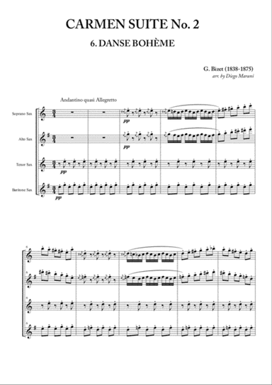 Gypsy Dance from "Carmen Suite No. 2" for Saxophone Quartet