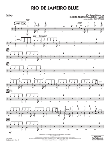 Rio de Janeiro Blue (Key: C min) (arr. Rick Stitzel) - Drums