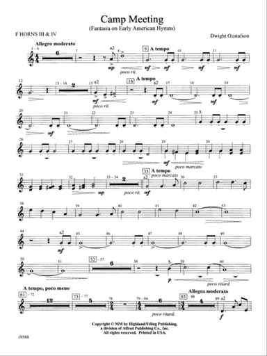 Camp Meeting (Fantasia on Early American Hymns): 3rd F Horn