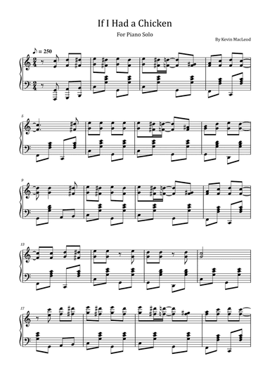 If I Had a Chicken - For Piano Solo