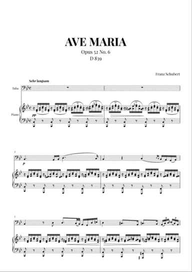 Ave Maria (Schubert) for Tuba and Piano