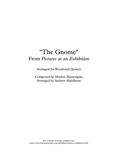 "Gnomes" from Pictures at an Exhibition arranged for Woodwind Quintet