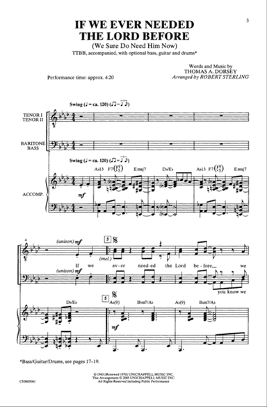 If We Ever Needed the Lord Before (We Sure Do Need Him Now)