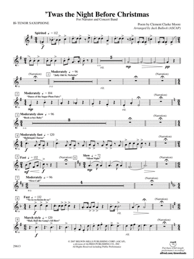 T'was the Night Before Christmas: B-flat Tenor Saxophone