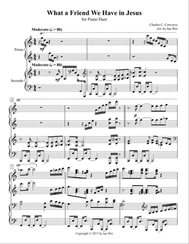 What a Friend We Have in Jesus for Piano Duet