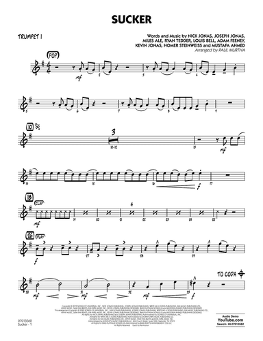 Sucker (arr. Paul Murtha) - Trumpet 1