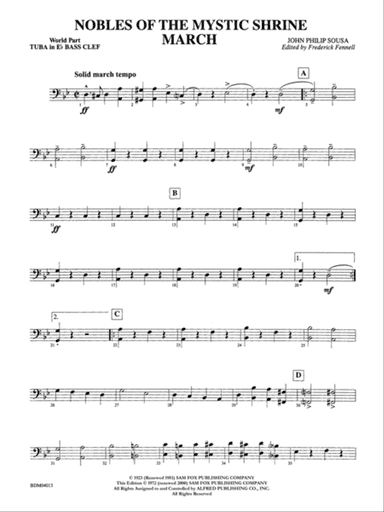 Nobles of the Mystic Shrine (March): (wp) E-flat Tuba B.C.