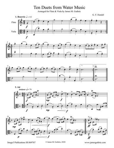 Handel: Ten Duets from Water Music for Flute & Viola