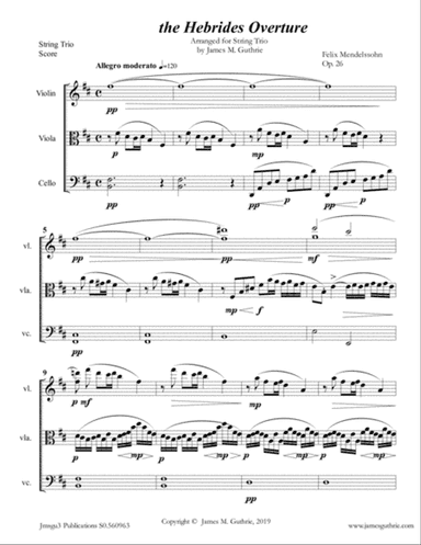 Mendelssohn: the Hebrides Overture for String Trio