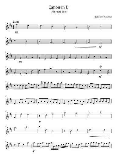 Canon in D - For Flute Solo