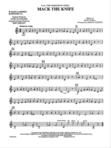 Mack the Knife (from The Threepenny Opera): B-flat Bass Clarinet