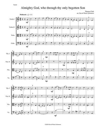 Almighty God, who through thy only begotten Son (Easter motet) for string quartet