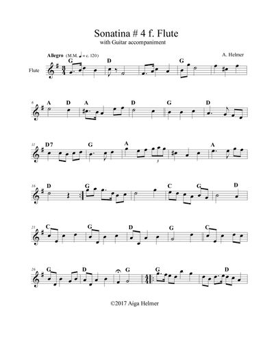 Sonatina # 4 f. Flute +Guitar.