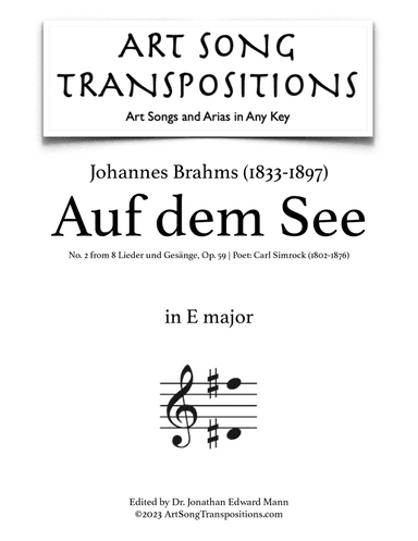 BRAHMS: Auf dem See, Op. 59 no. 2 (transposed to E major)