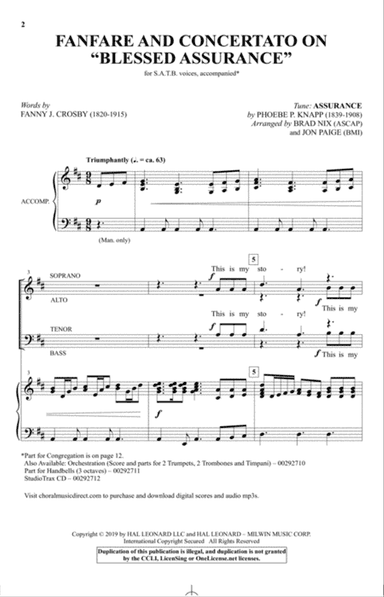 Fanfare And Concertato On "Blessed Assurance" (arr. Brad Nix & Jon Paige)