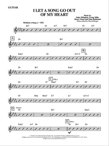 I Let a Song Go Out of My Heart: Guitar