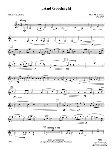 . . . And Goodnight: 2nd B-flat Clarinet