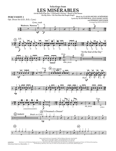 Selections from Les Miserables (arr. Bob Lowden) - Percussion 1