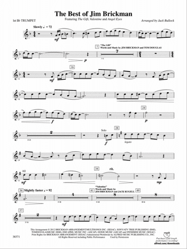 The Best of Jim Brickman: 1st B-flat Trumpet