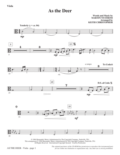 As The Deer (arr. Keith Christopher) - Viola