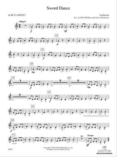 Sword Dance: 1st B-flat Clarinet