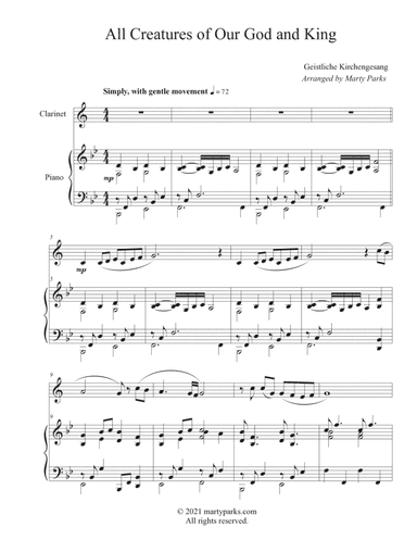 All Creatures of Our God and King (Clarinet-Piano)