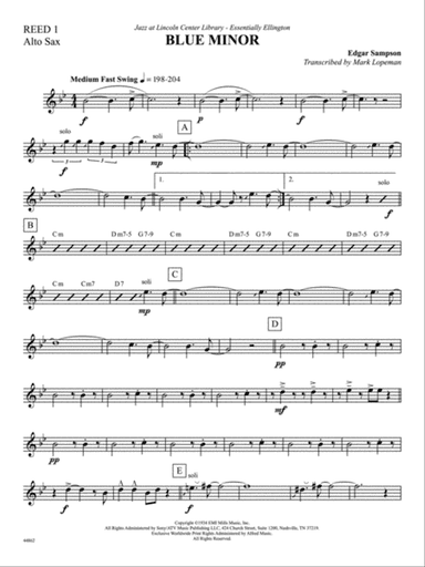 Blue Minor: E-flat Alto Saxophone