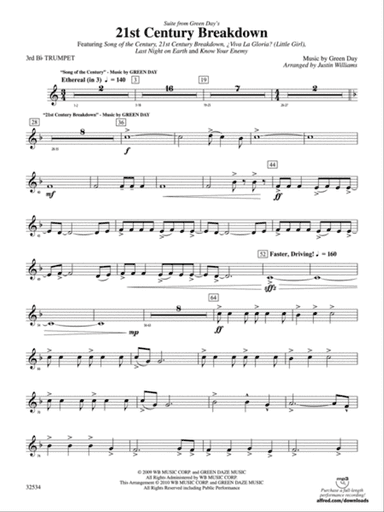 21st Century Breakdown, Suite from Green Day's: 3rd B-flat Trumpet