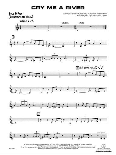 Cry Me a River: Solo Bb Part (Substitute for Vocal)