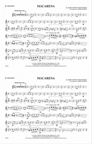 Macarena: 1st B-flat Trumpet