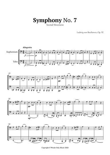 Symphony No. 7 by Beethoven for Euphonium and Tuba Duet