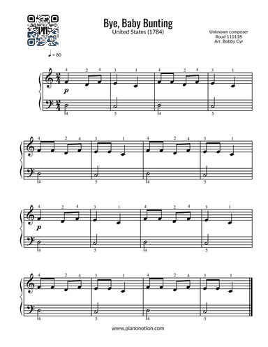 Bye, Baby Bunting (Easy Piano Solo)