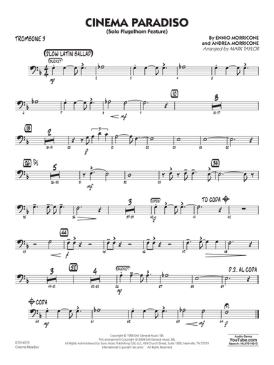 Cinema Paradiso (arr. Mark Taylor) - Trombone 3