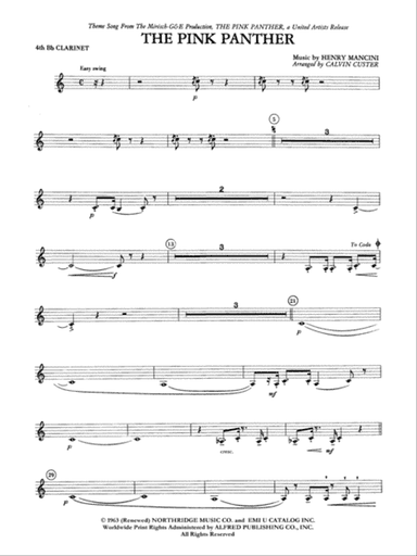 The Pink Panther: 4th B-flat Clarinet