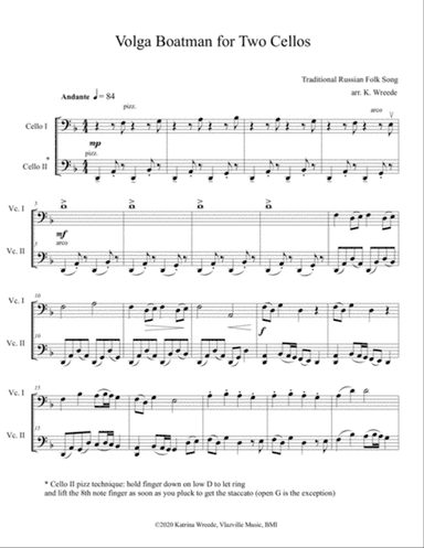 Volga Boatman for Two Cellos