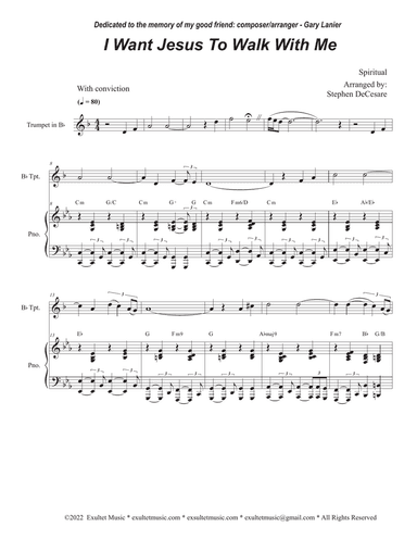 I Want Jesus To Walk With Me (Bb-Trumpet solo and Piano)