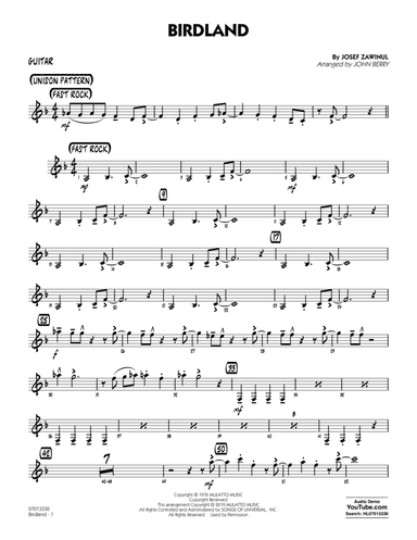 Birdland (arr. John Berry) - Guitar